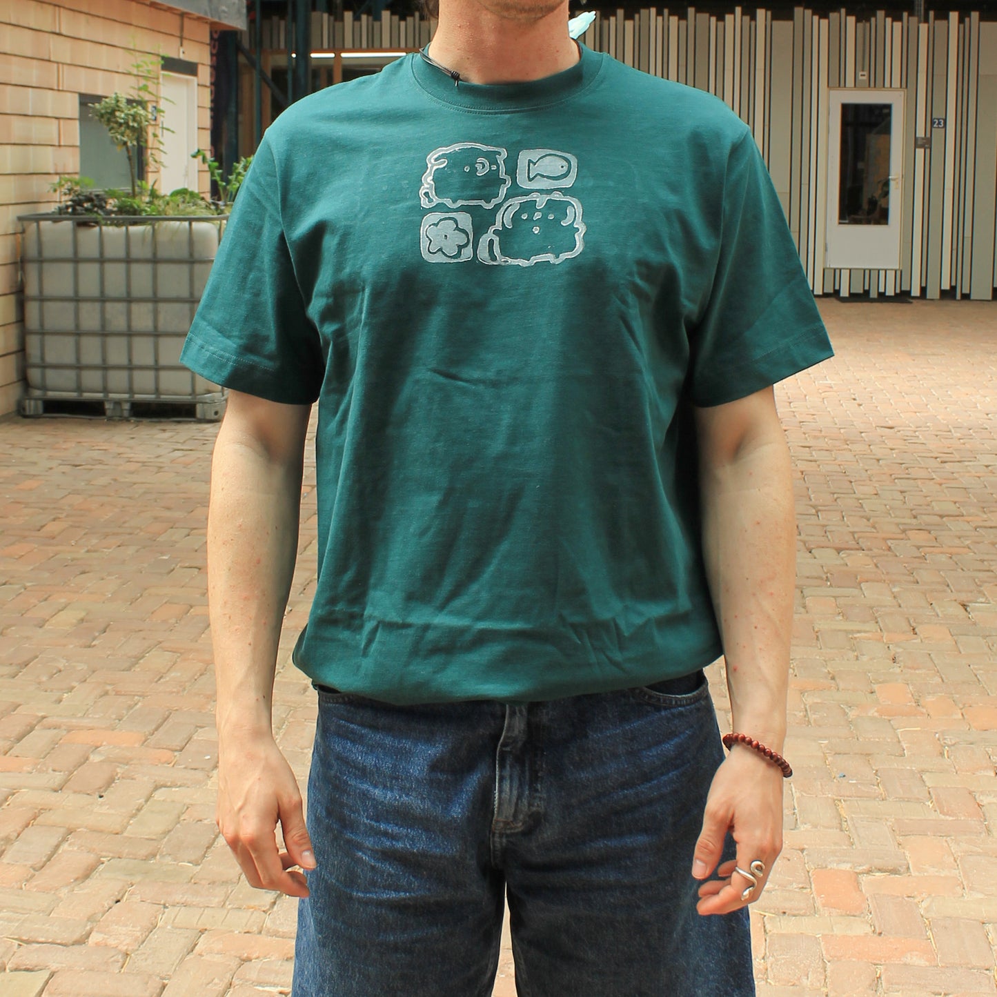 Floral Babies Lino Shirt Dark Green