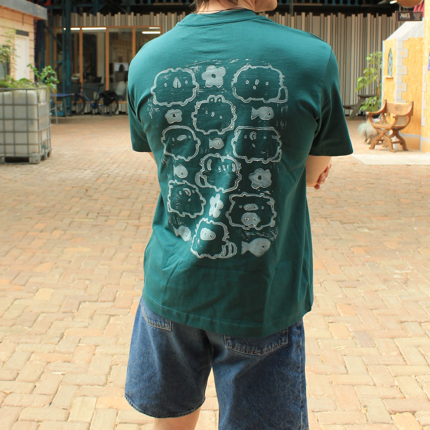 Floral Babies Lino Shirt Dark Green