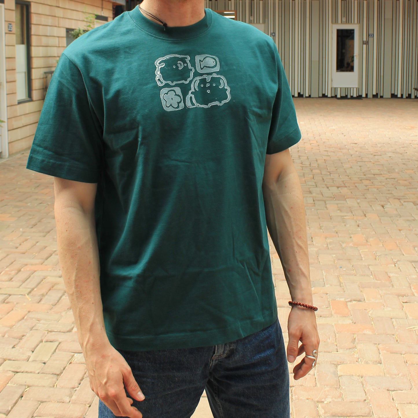 Floral Babies Lino Shirt Dark Green