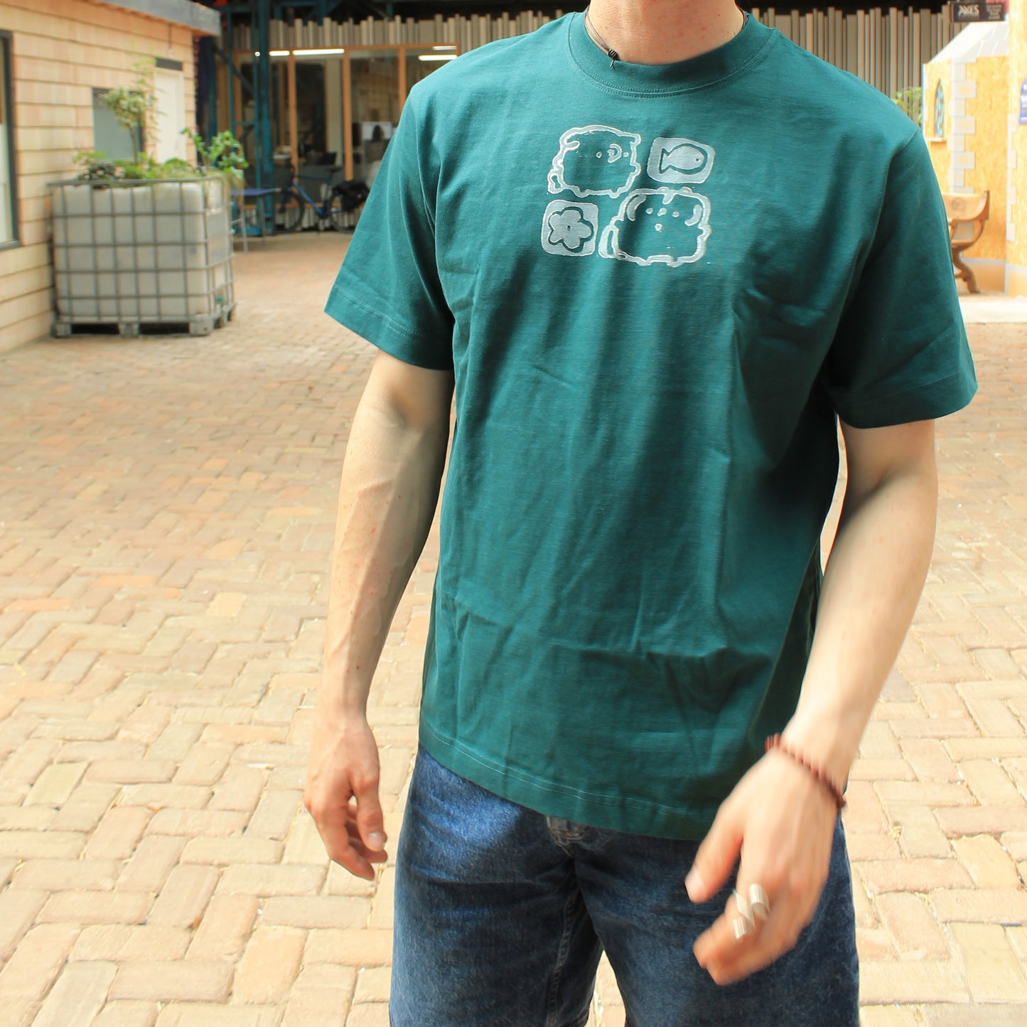 Floral Babies Lino Shirt Dark Green