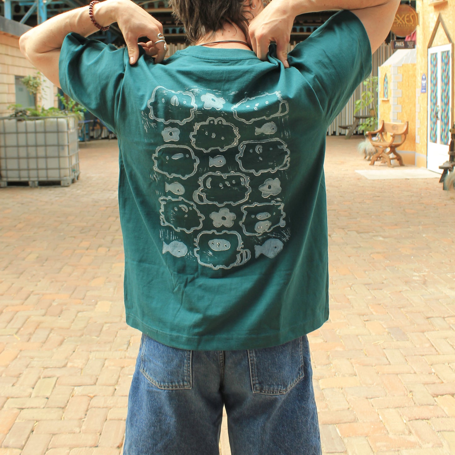 Floral Babies Lino Shirt Dark Green