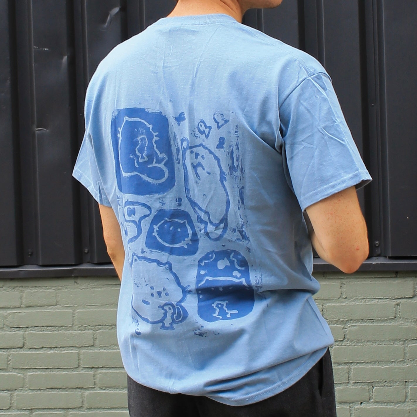 Blue Cat Shirt | Handprinted