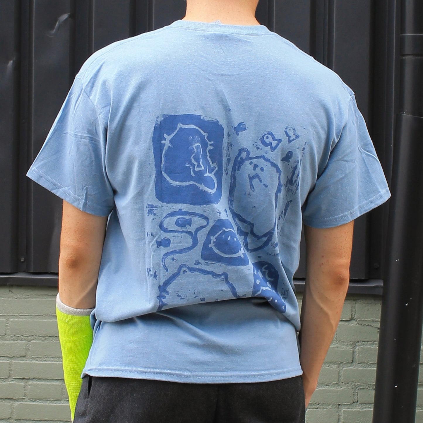 Blue Cat Shirt | Handprinted