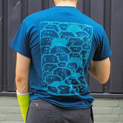 Dark Blue Cats Shirt | Handprinted