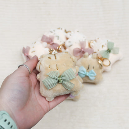 Handmade plush keychain | light creme and beige