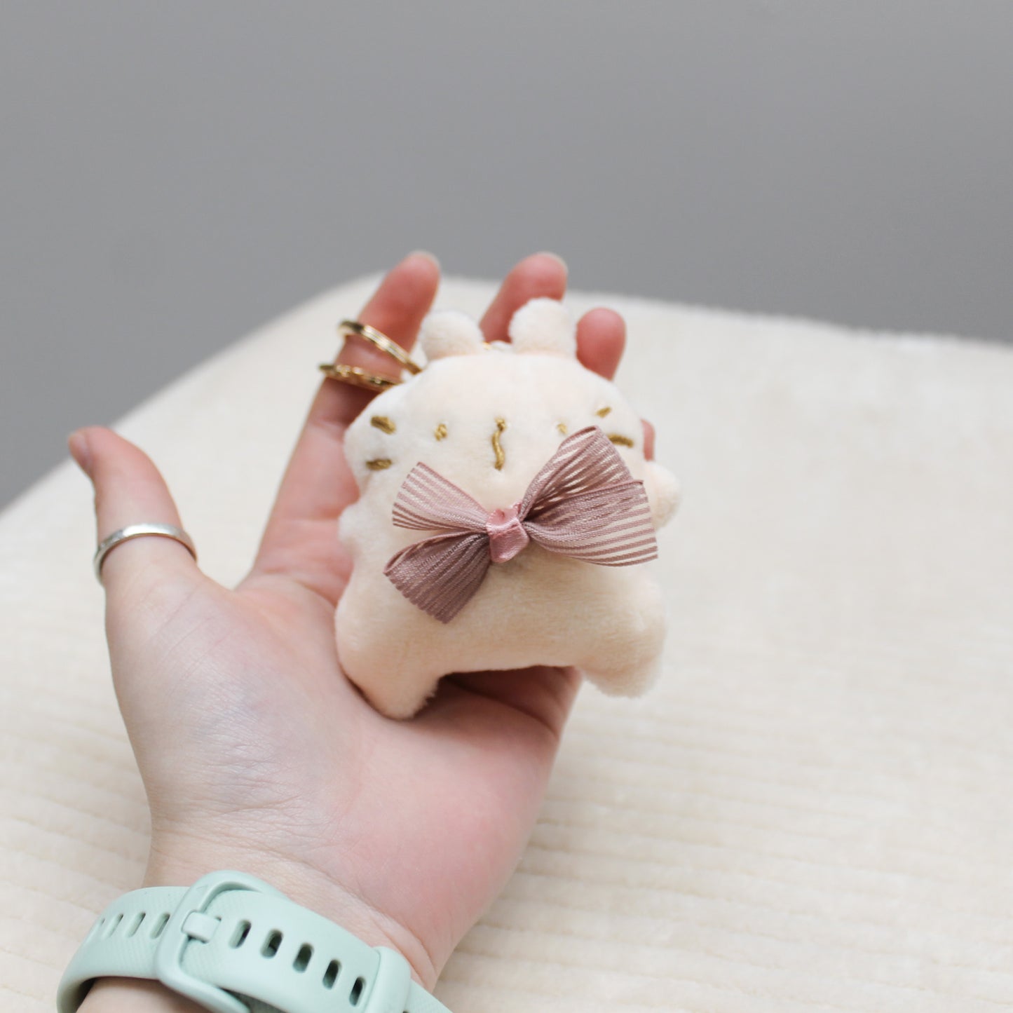 Handmade plush keychain | light creme and beige