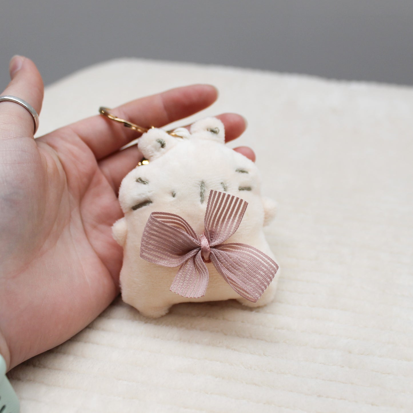 Handmade plush keychain | light creme and beige