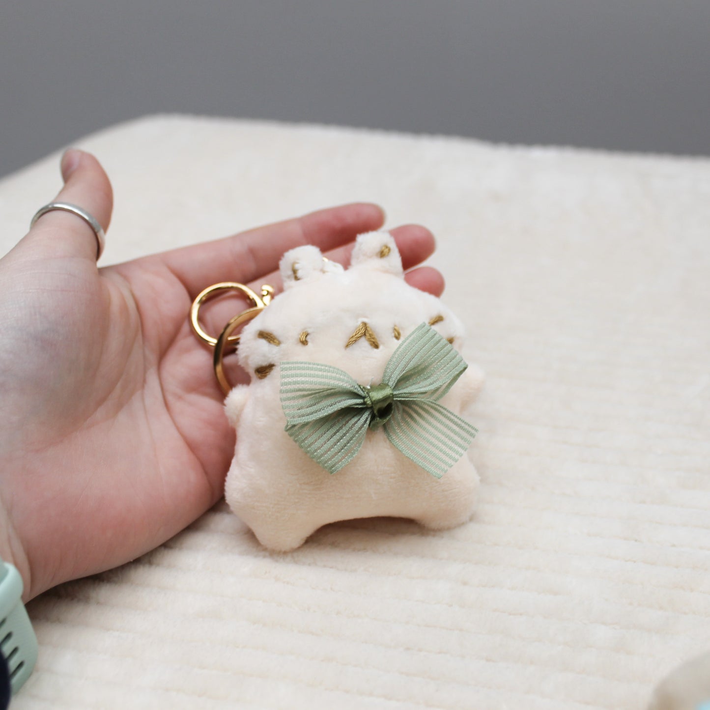 Handmade plush keychain | light creme and beige