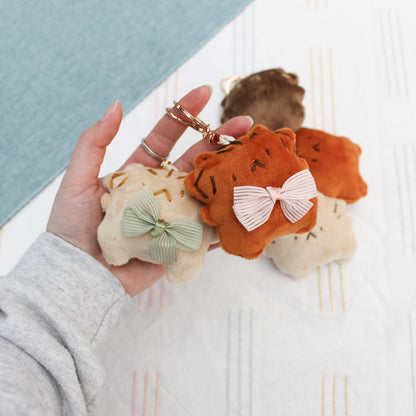 Handmade plush thick tiger keychain