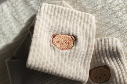 Beary Embroidered Socks