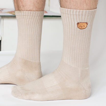 Beary Embroidered Socks