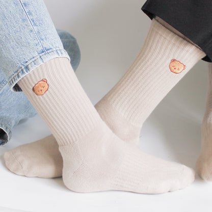 Beary Embroidered Socks