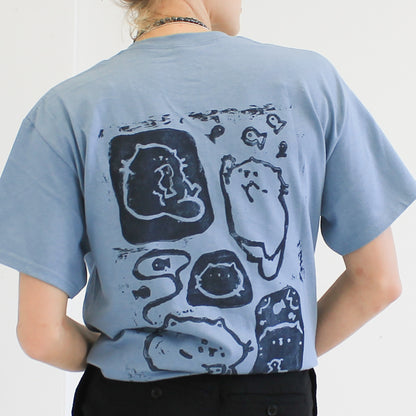 Blue Cat Shirt | Handprinted