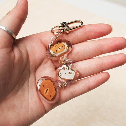 Triple charm keychains