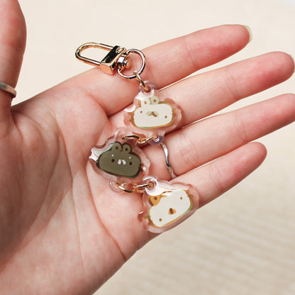 Triple charm keychains